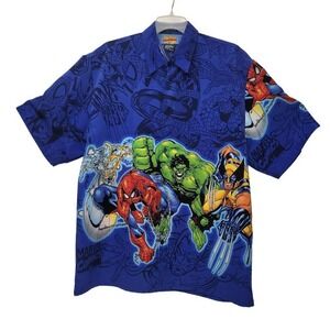 Marvel Comics‎ Vintage 2001 Men's Button Down Short Sleeve Superhero Shirt Sz XL